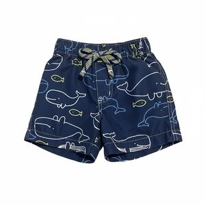 Carter's Navy Whale Print Kids Swim Trunks